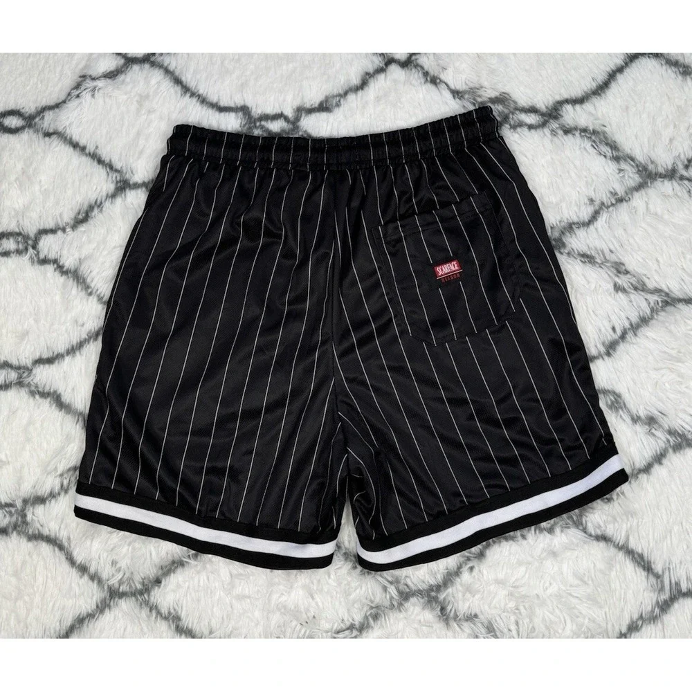REASON Scarface Mesh Pinstripe Shorts‎ Black Men's Size S *NEW* $49
